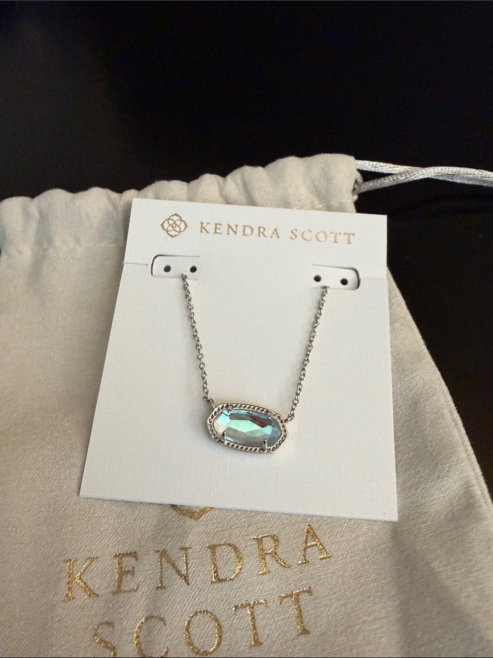 Kendra Scott Elisa dichroic/iridescent pendant necklace, with pouch & tags! - Picture 2 of 3